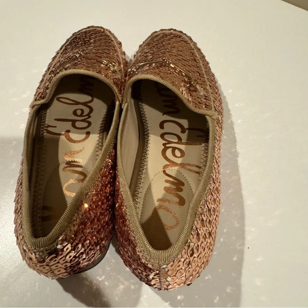 Sam Edelman Gold Sequin LORAINE BIT LOAFER kids size 2